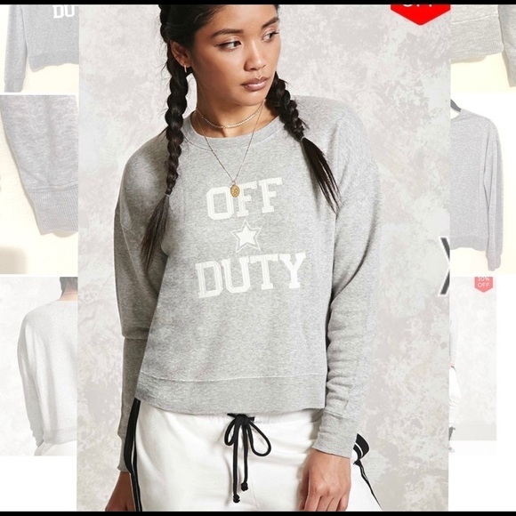 FOREVER 21 off duty boxy gray sweatshirt womens size S - Picture 1 of 8